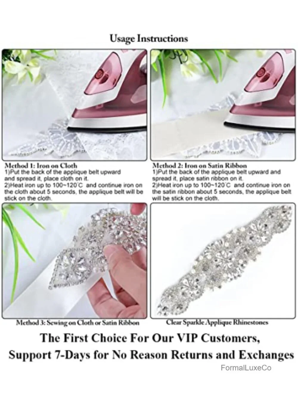 Rhinestone Applique Wedding Sash Belt for Bridal Dress DIY Crystal Beaded